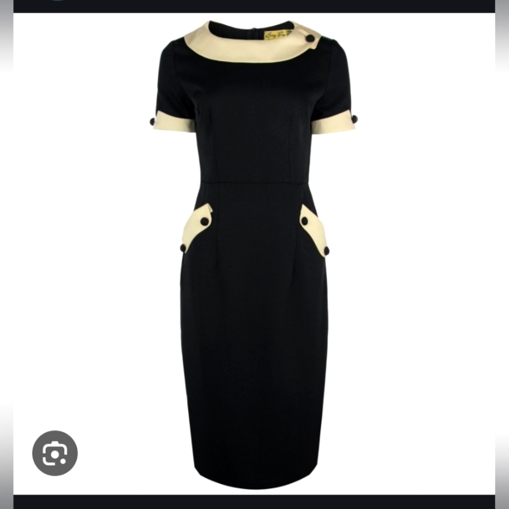 LINDY BOP Vintage Pencil Dress in Black and Cream